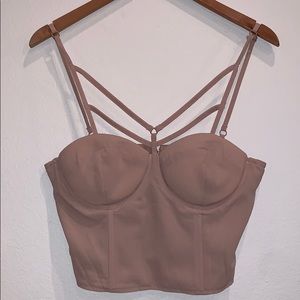 L Tobi women’s/girls taupe bustier crop top